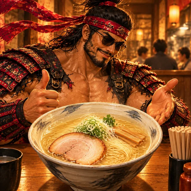 SamuraiMacho orders a bowl of shio ramen.