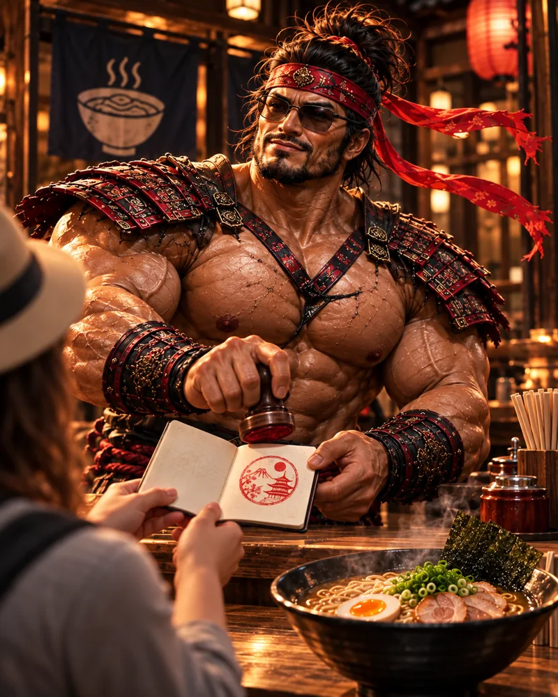 A stamp for your story · Samurai Macho AI illustration